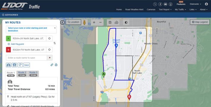 Creating and saving customized route